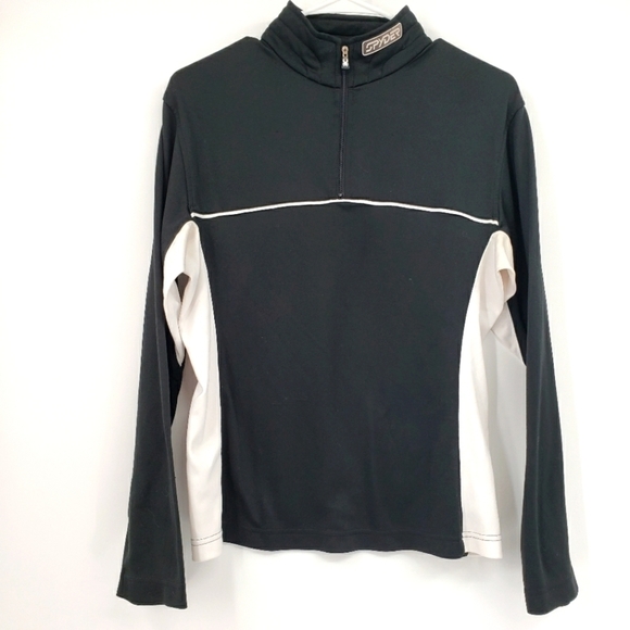 Spyder Jackets & Blazers - 𝅺spyder size 8 polyester 1/4 zip black white pullover jacket athletic athleisure